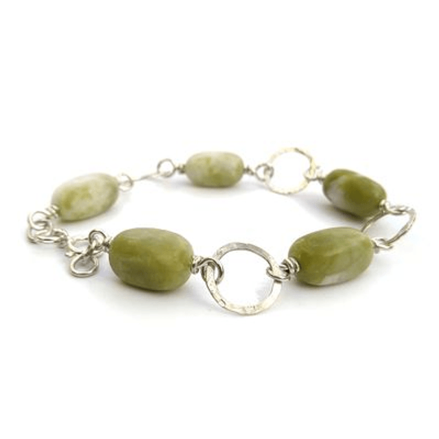 Armband zilver met serpentijn