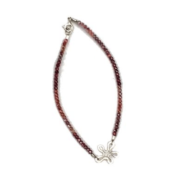 Maansteen armband met zilveren bloem