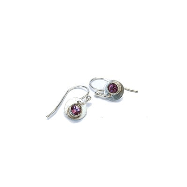 Rondel oorbellen met roze topaas