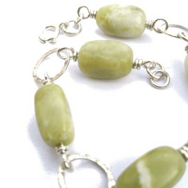 Armband zilver met serpentijn