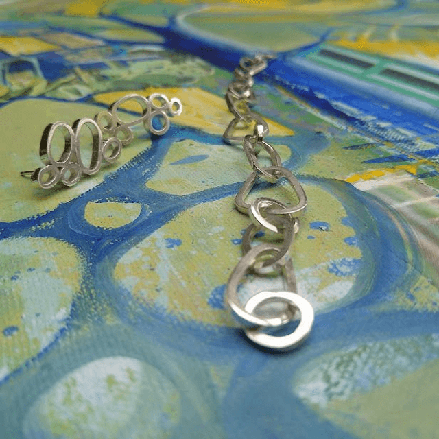 Armband zilver "stone"
