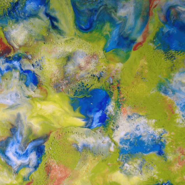 Encaustic blauw en groen