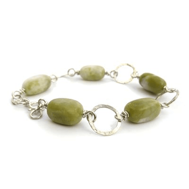 Armband zilver met serpentijn