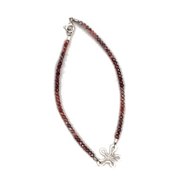 Maansteen armband met zilveren bloem