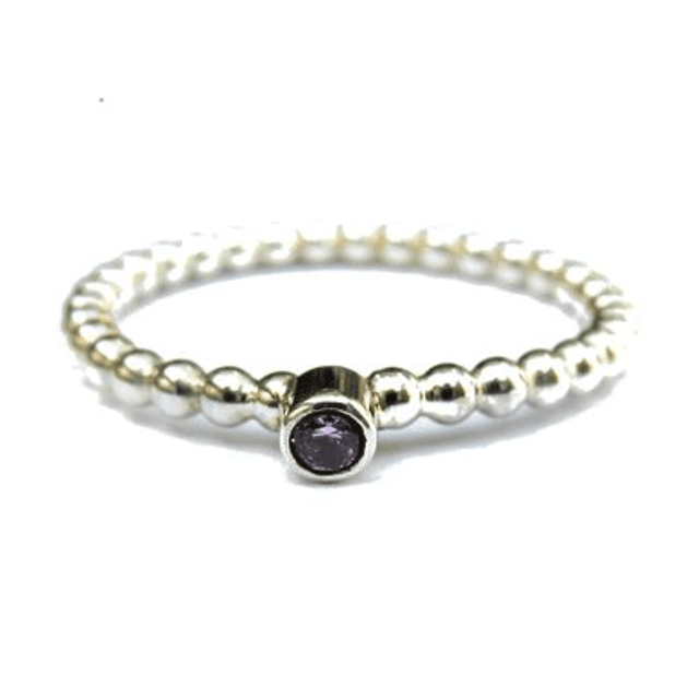 Stapelringmet roze zirconia