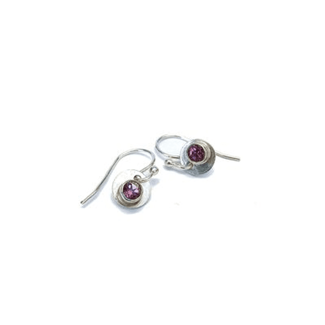 Rondel oorbellen met roze topaas